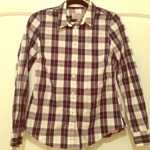 Jack Wills Navy and White Plaid Button-Up Shirt